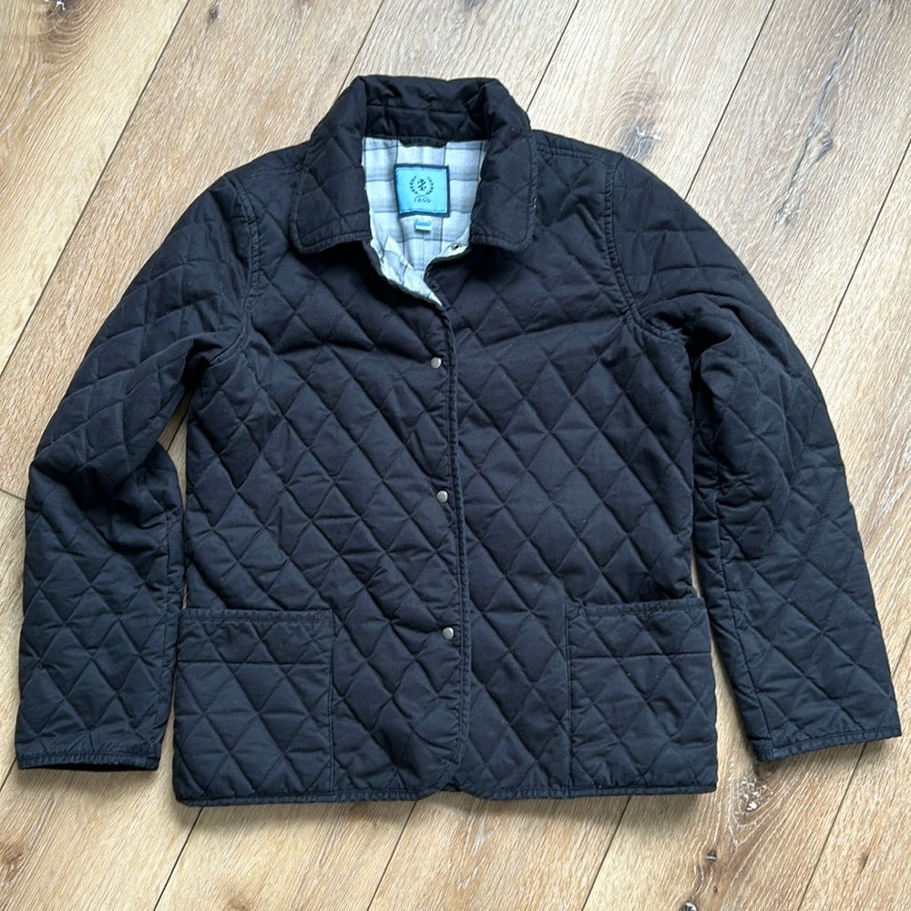 IZOD Womens Large Black Snap Front Long Sleeve Quilted Jacket